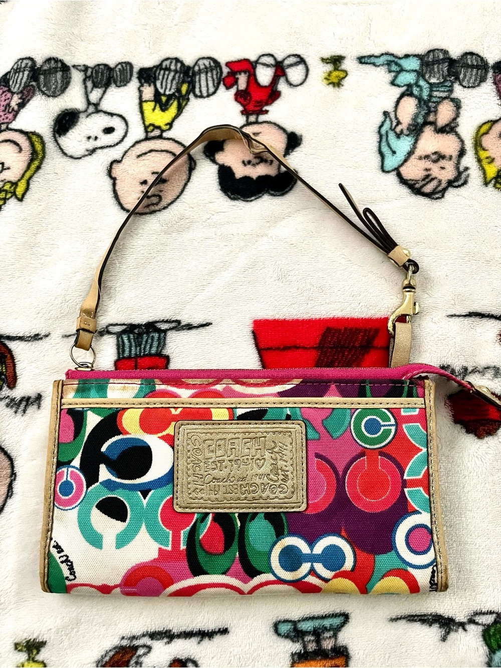 vintage coach poppy graffiti colorful wristlet